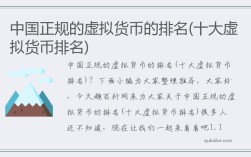 中国正规的虚拟货币的排名 十大虚拟货币排名